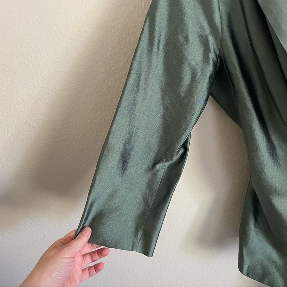 Max Mara Silk 2 Piece Set Wrap Jacket + Pencil Skirt Pianoforte Green Size 4 - Picture 4 of 16